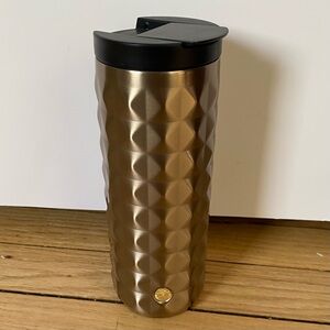 Starbucks Lux Gold Stainless Steel 16 Oz Tumbler 2025 Textured Geometric FlipTop